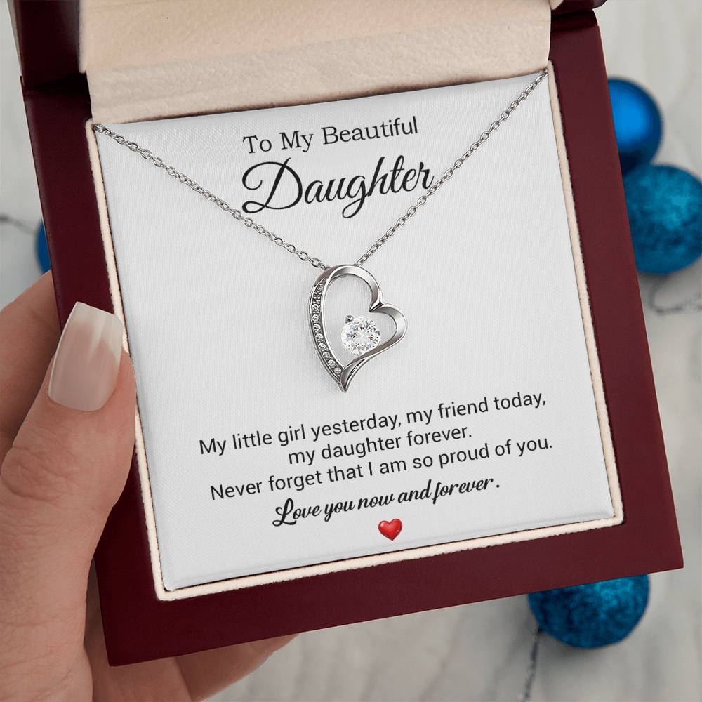To My Daughter Necklace, Gift For Daughter From Dad, Daughter Father Necklace 10_7_White