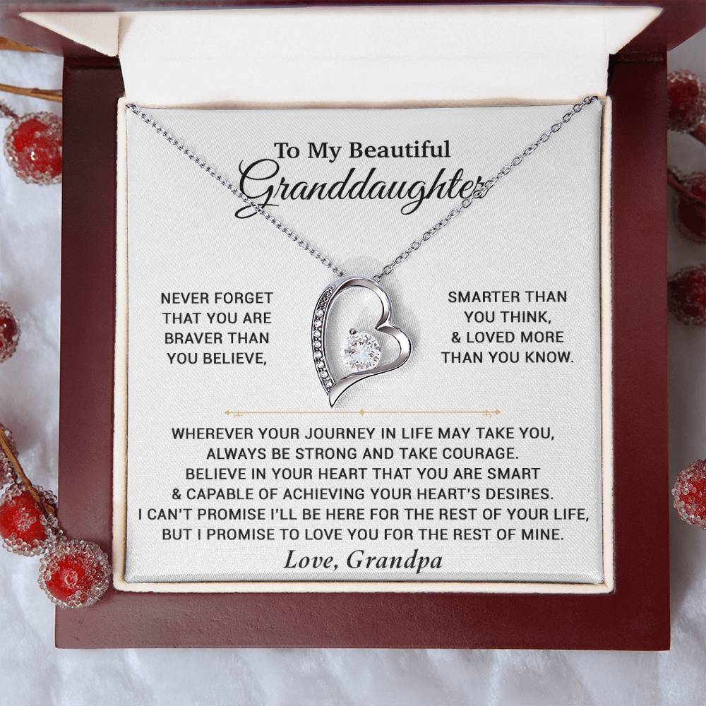 To My Granddaughter Necklace, Birthday Gift For Granddaughter, Birthday Gifts 9_6_White