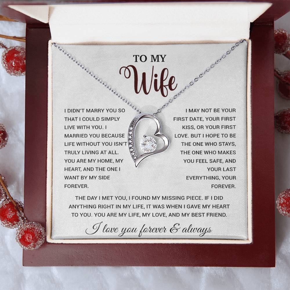 To My Wife Necklace, Gift For Wife, Anniversary Gift For Wife, Necklace For Wife 21_9_White