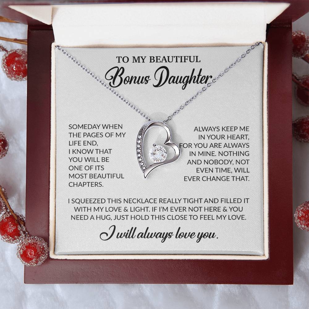 To My Bonus Daughter Necklace, Gift for Bonus Daughter, Step Daughter Birthday 25_11_White