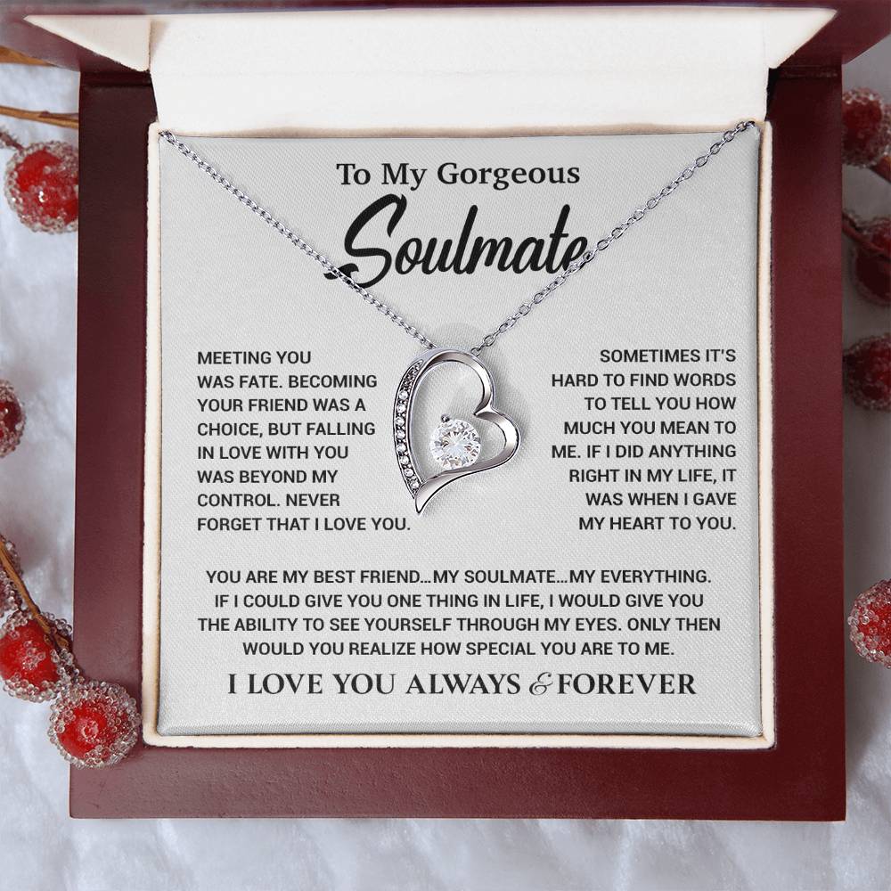 To My Gorgeous Soulmate Necklace, Soulmate Gift, Gift For Girlfriend, Christmas Gift 23_10_White