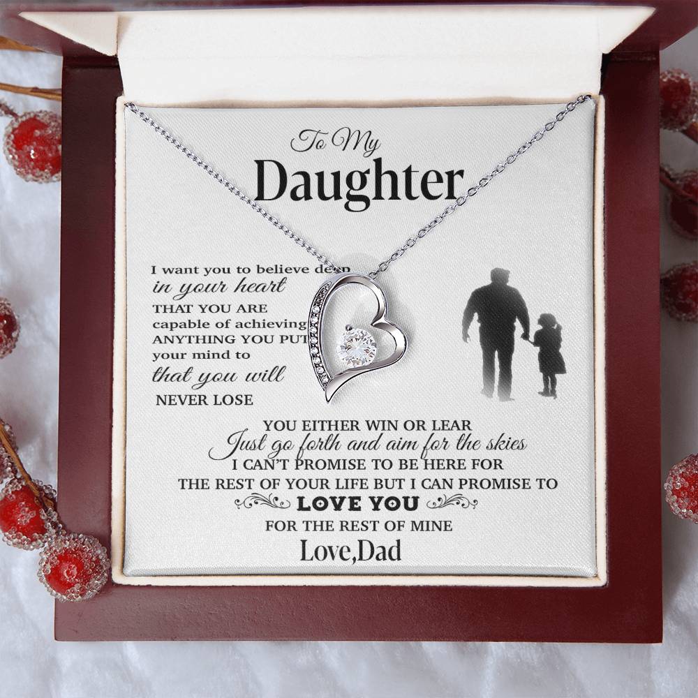 To My Daughter Necklace, Gift for Daughter from Dad, Father Daughter Necklace 30_11_White