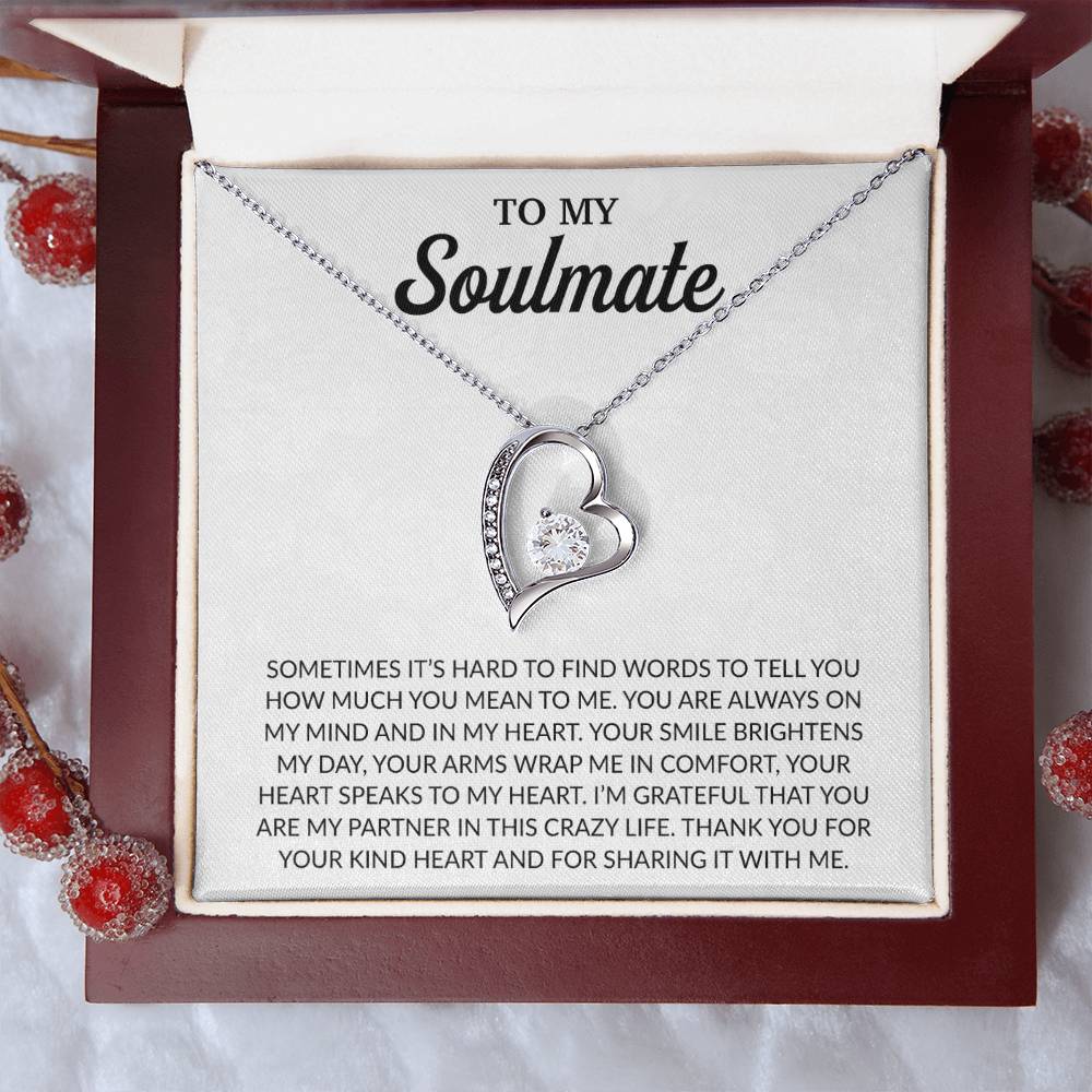 To My Soulmate Necklace, Anniversary Gift for Her, Gifts for Wife, Gifts for Girlfriend_White