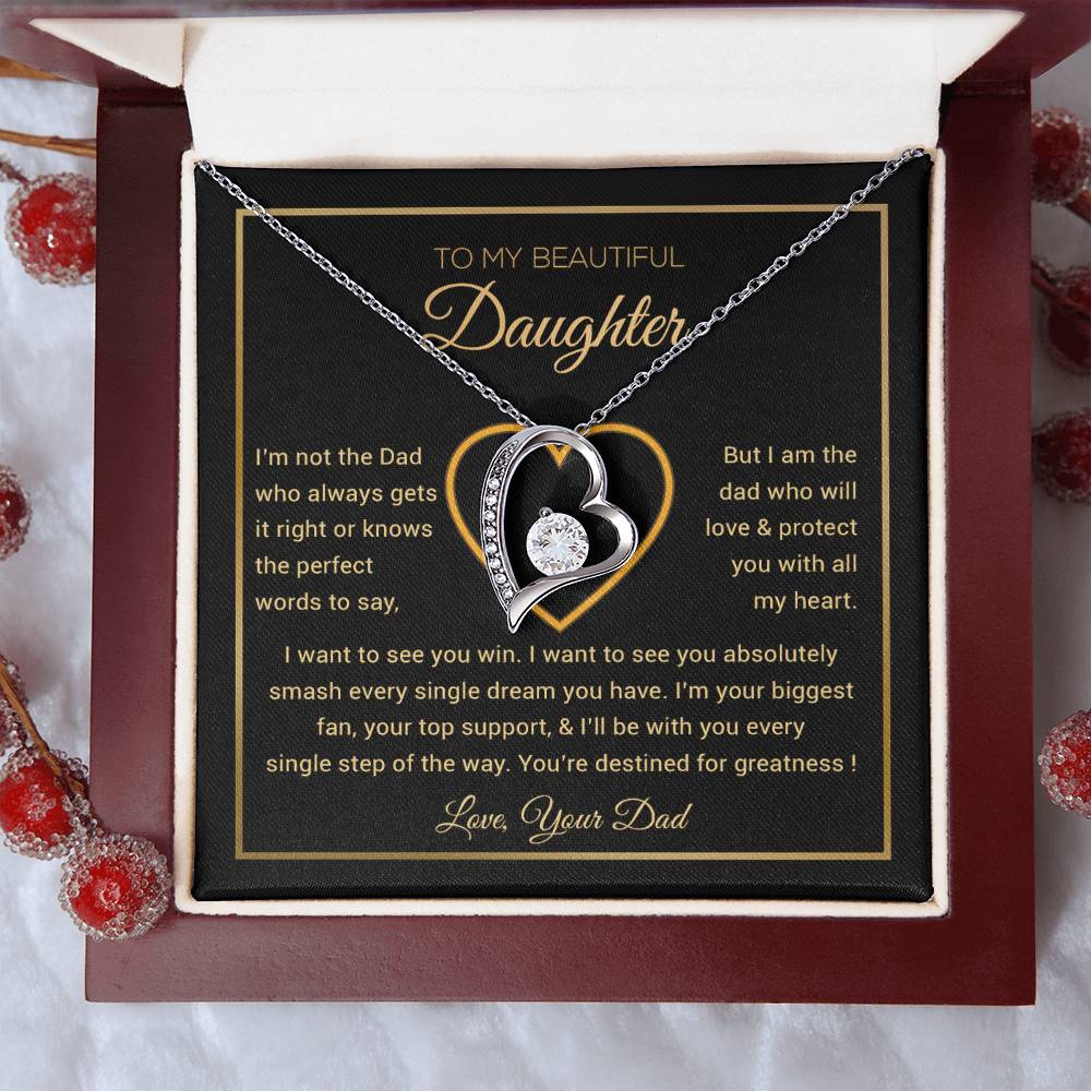 To My Daughter Necklace, Gift for Daughter from Dad, Father Daughter Necklace 9_6_Gold