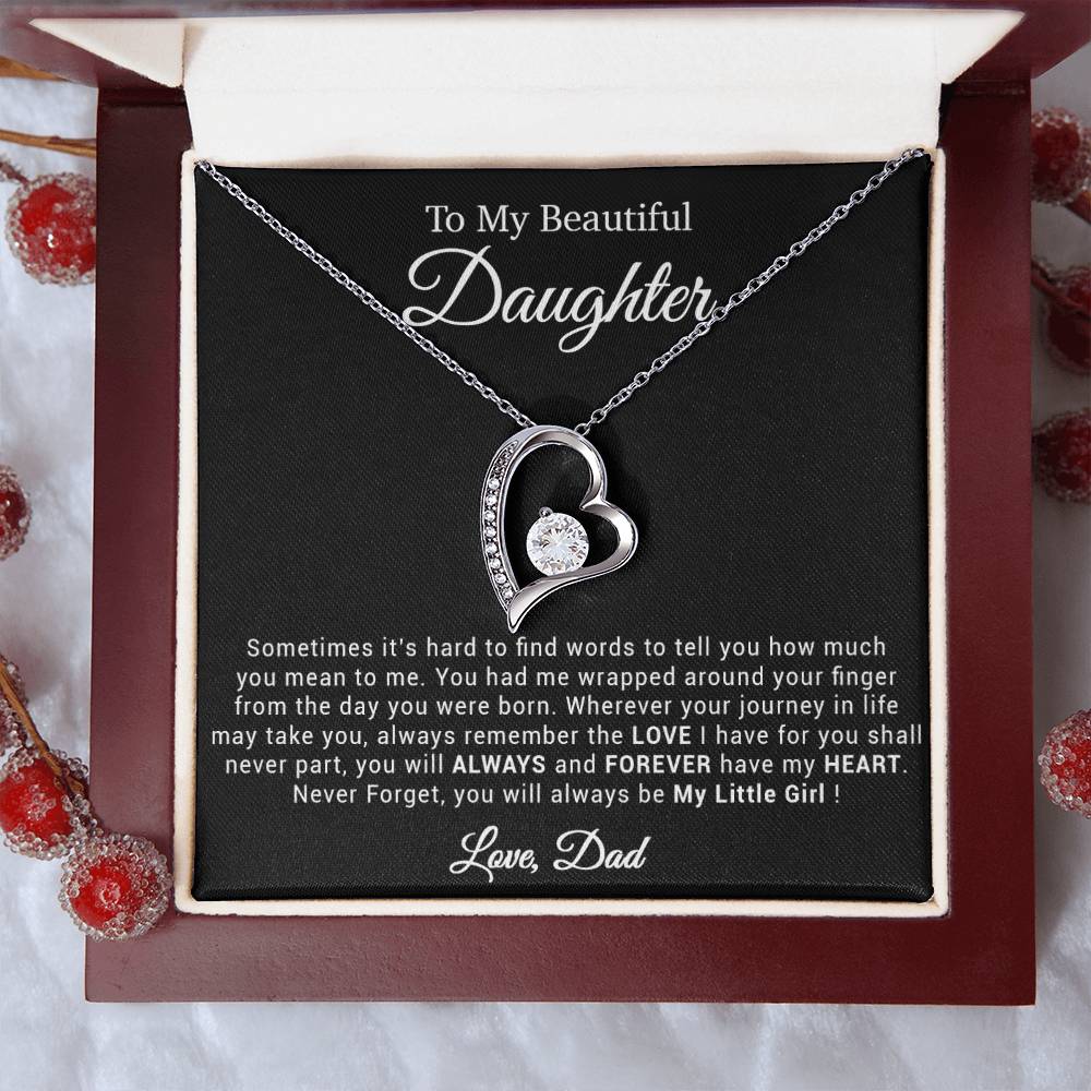 To My Daughter Necklace, Gift for Daughter from Dad, Father Daughter Necklace 21_4_Black