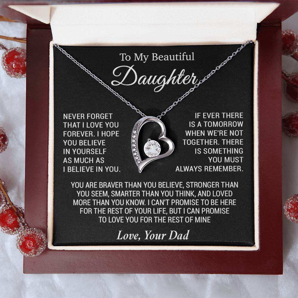 To My Daughter Necklace, Daughter Father Necklace, Daughter Gift From Dad 3_11_Black