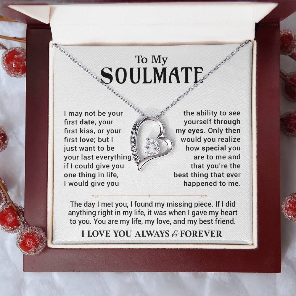 To My Soulmate Necklace Birthday,Anniversary,Valentine Gift for Wife Girlfriend