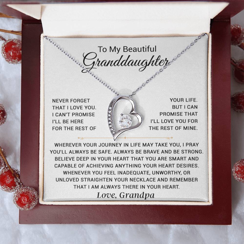 To My Granddaughter Necklace, Granddaughter Gift from Grandpa, Christmas Gift