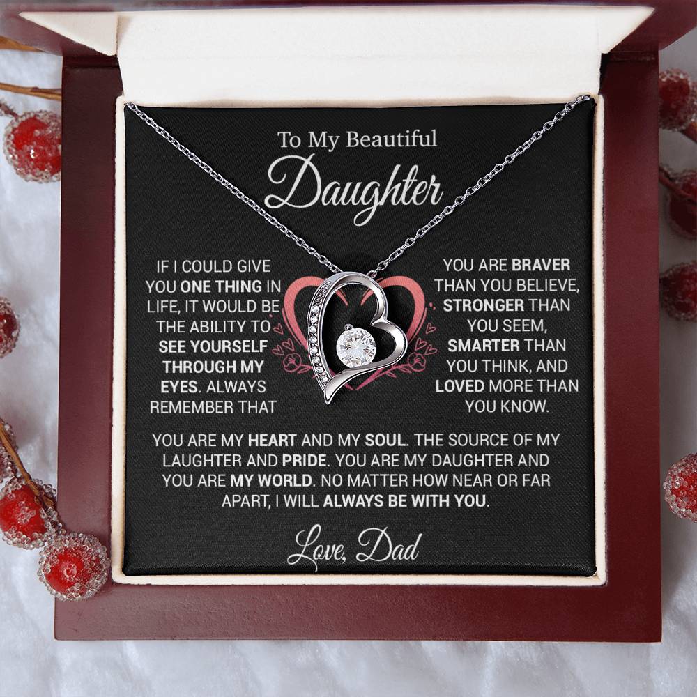 To My Daughter Necklace from Dad, Necklace for Daughter from Dad, Father Daughter Necklace