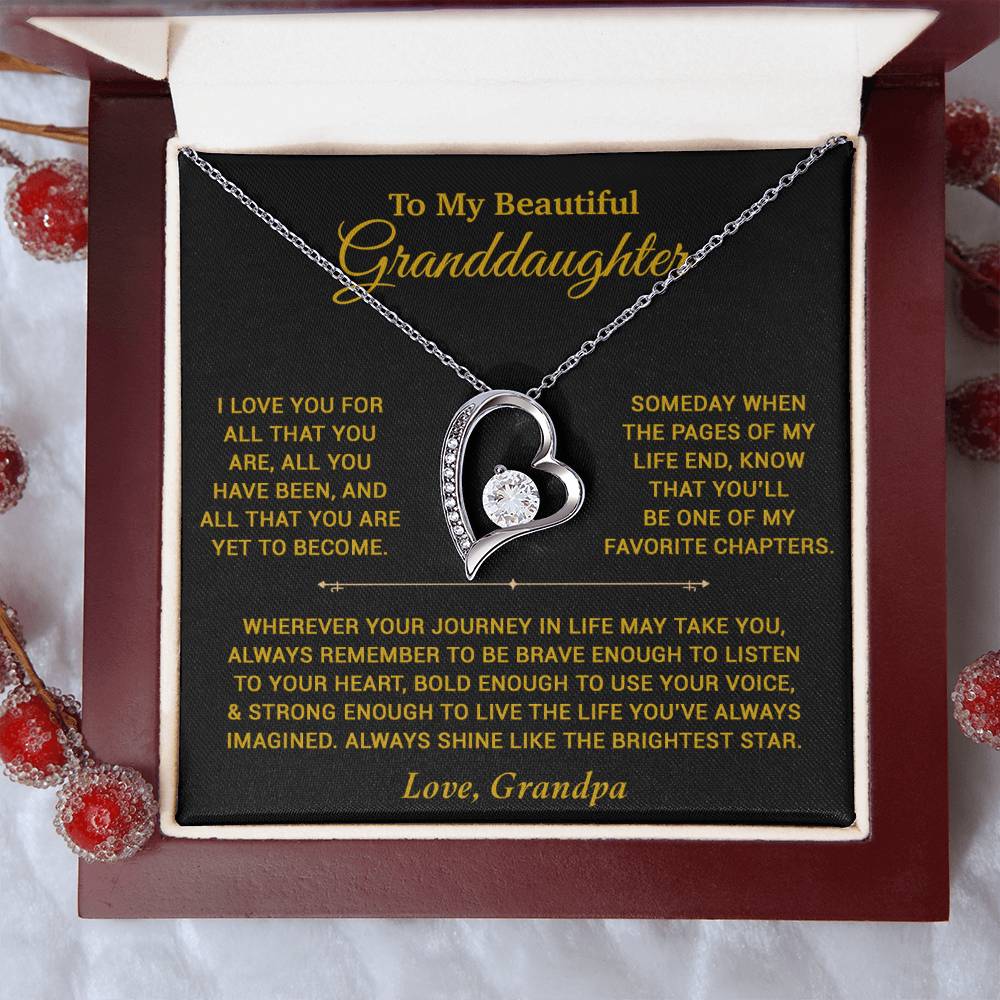To My Granddaughter Necklace, Birthday Gift For Granddaughter, Birthday Gifts 12_6_Gold