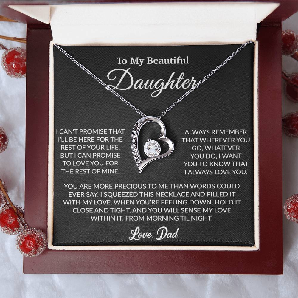 To My Daughter Necklace, Gift for Daughter from Dad, Father Daughter Necklace 8_6_Black
