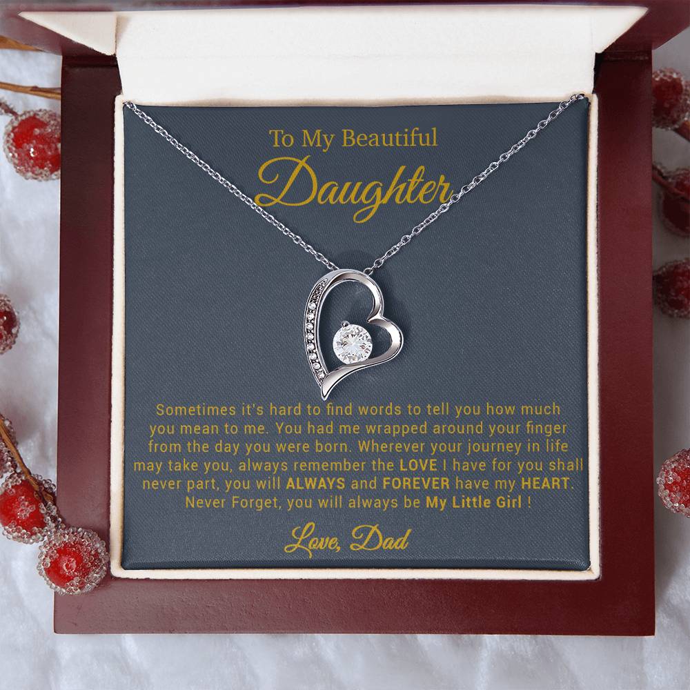 To My Daughter Necklace, Gift for Daughter from Dad, Father Daughter Necklace 20_4_Gold