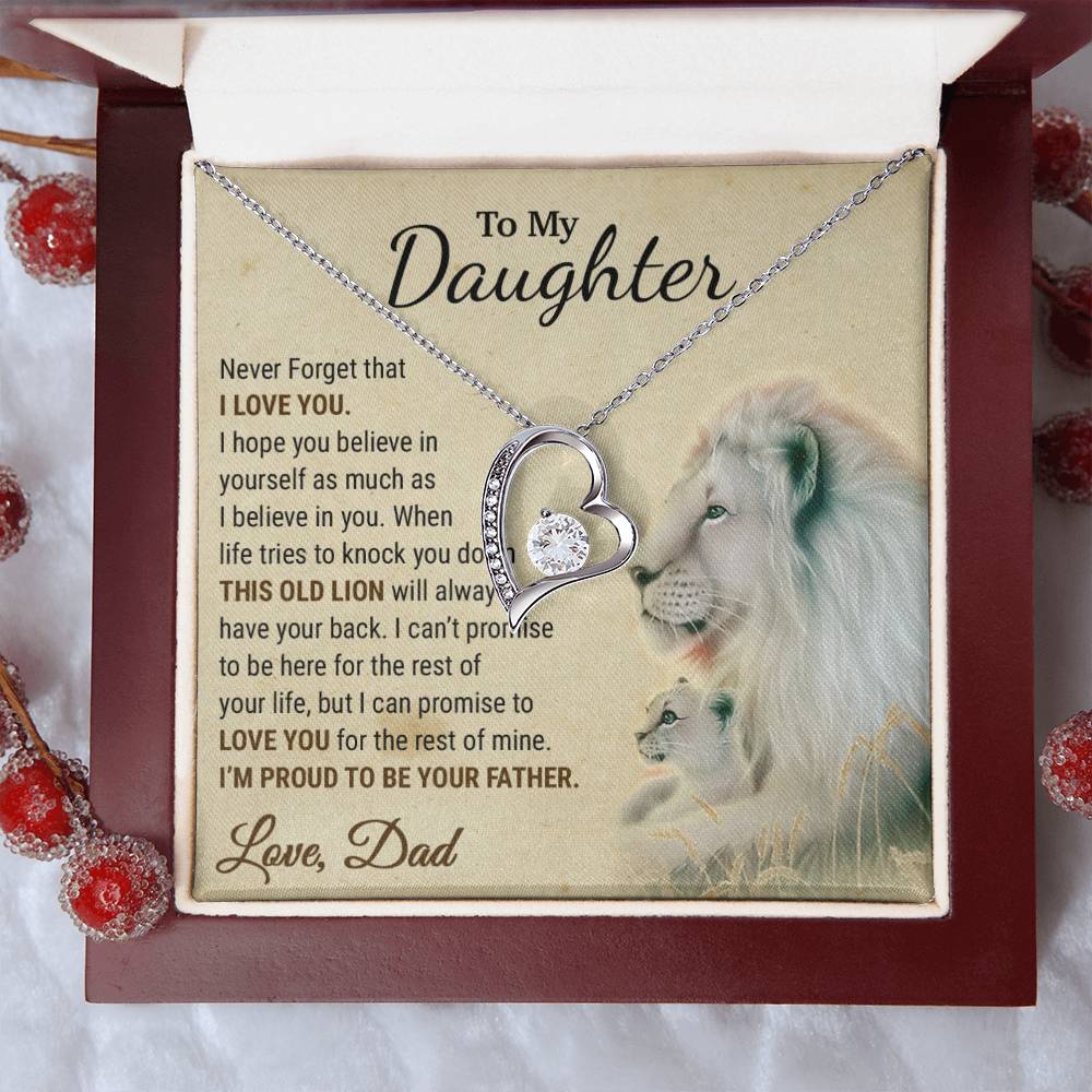 To My Daughter Necklace, Xmas Gift For Daughter From Dad, Daughter Father Lion