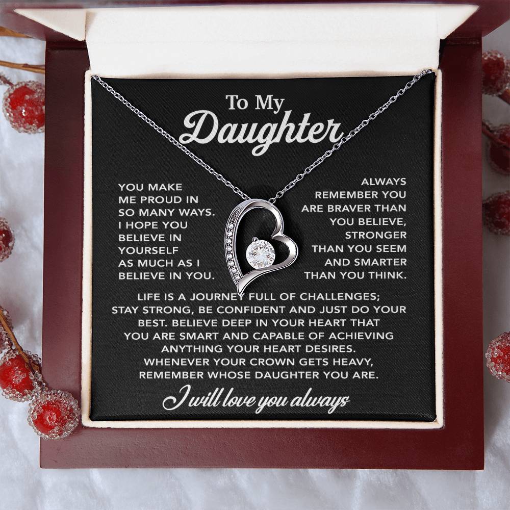 To My Daughter Necklace, Gift for Daughter from Dad, Father Daughter Necklace 24_3_Black