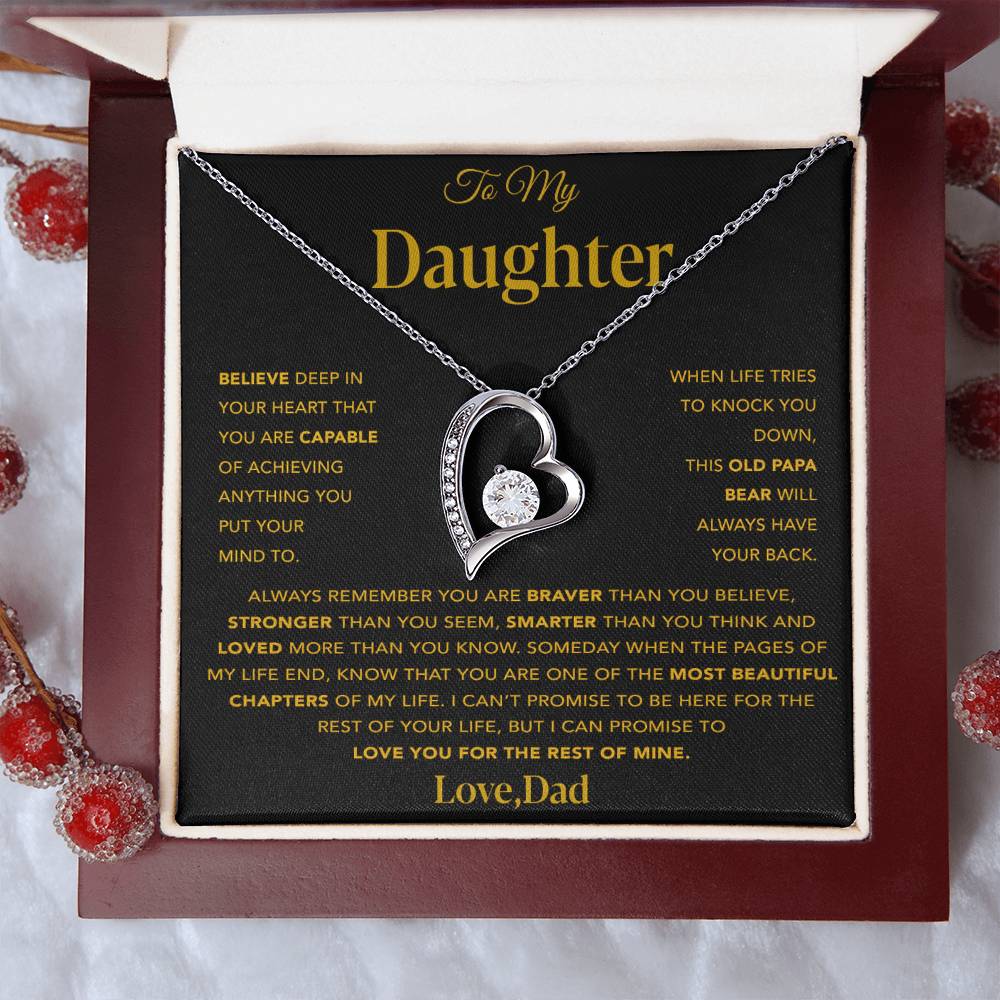 To My Daughter Necklace, Gift for Daughter from Dad, Father Daughter Necklace 13_12_Gold