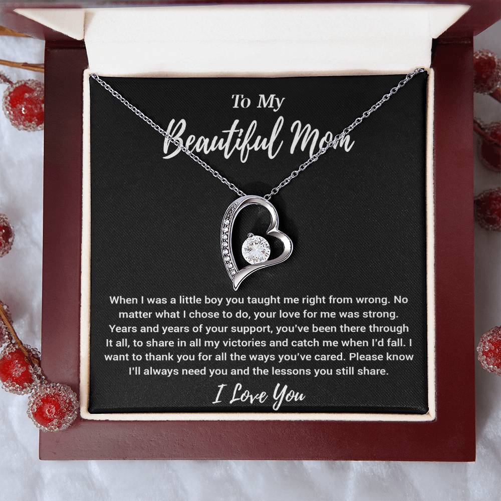 To My Beautiful Mom Necklace Mom Birthday Gift Mother's Day Gift Necklace For Mom From Son_Black