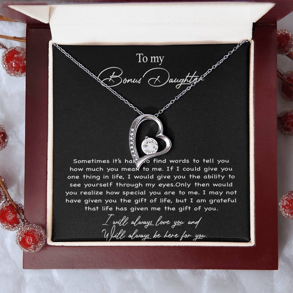 To my Bonus Daughter Necklace, Bonus Daughter, Step Daughter Gift 4-4_Black