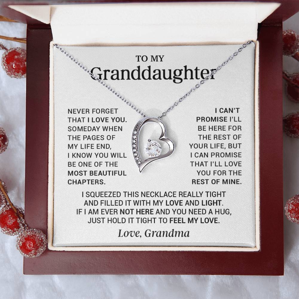 To My Granddaughter Love Grandma Heart Necklace Gift For Granddaughter Birthday
