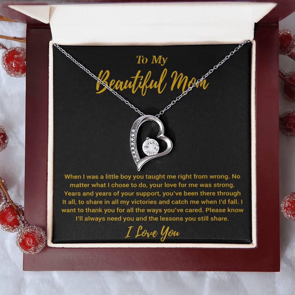 To My Beautiful Mom Necklace Mom Birthday Gift Mother's Day Gift Necklace For Mom From Son_Gold