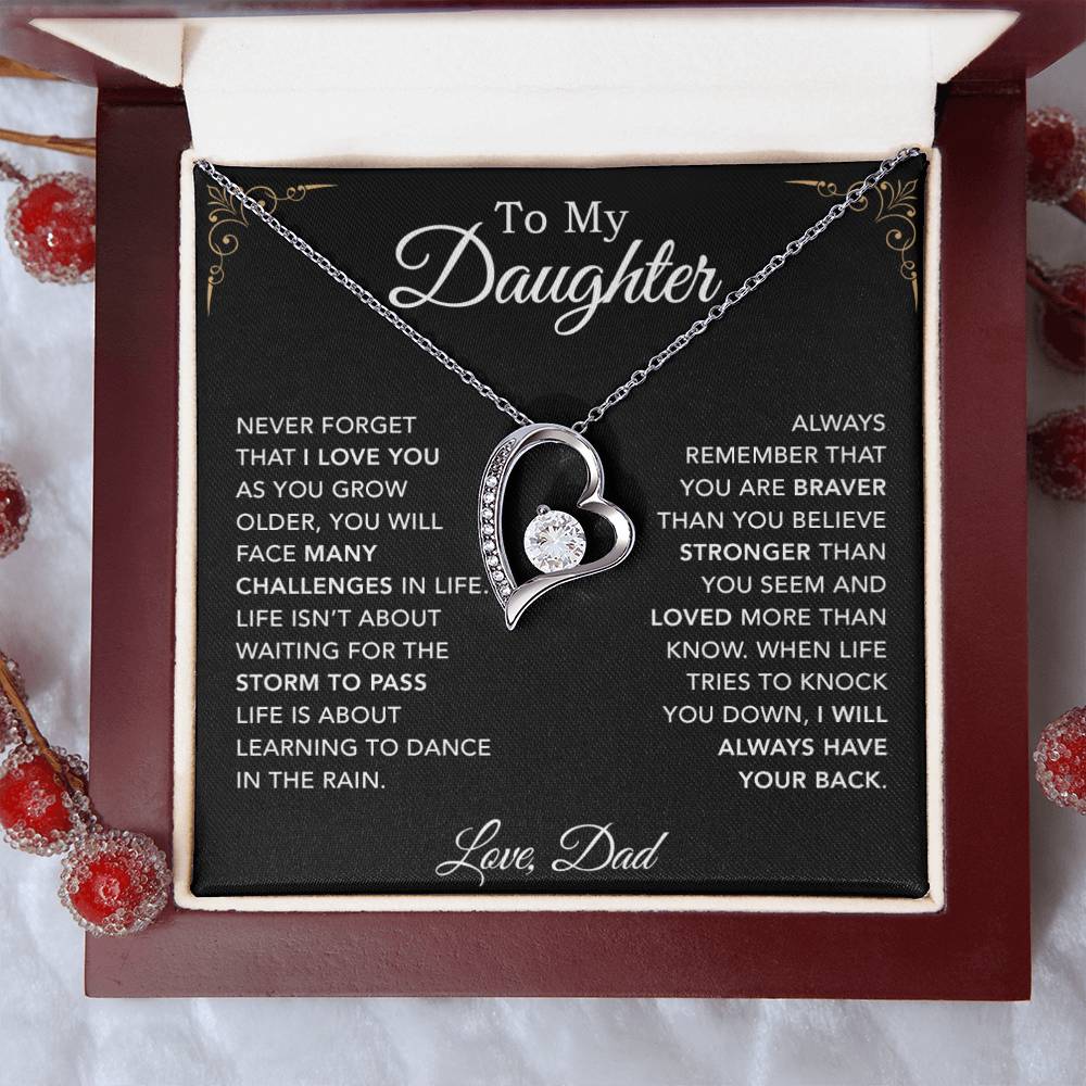 To My Daughter Necklace, Daughter Father Necklace, Daughter Gift From Dad_Black