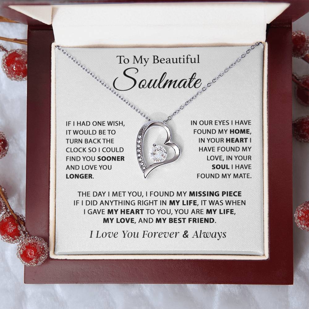 To My Soulmate Necklace, Gift For Girlfriend Wife, Birthday Gifts Christmas Gifts 11_11_White
