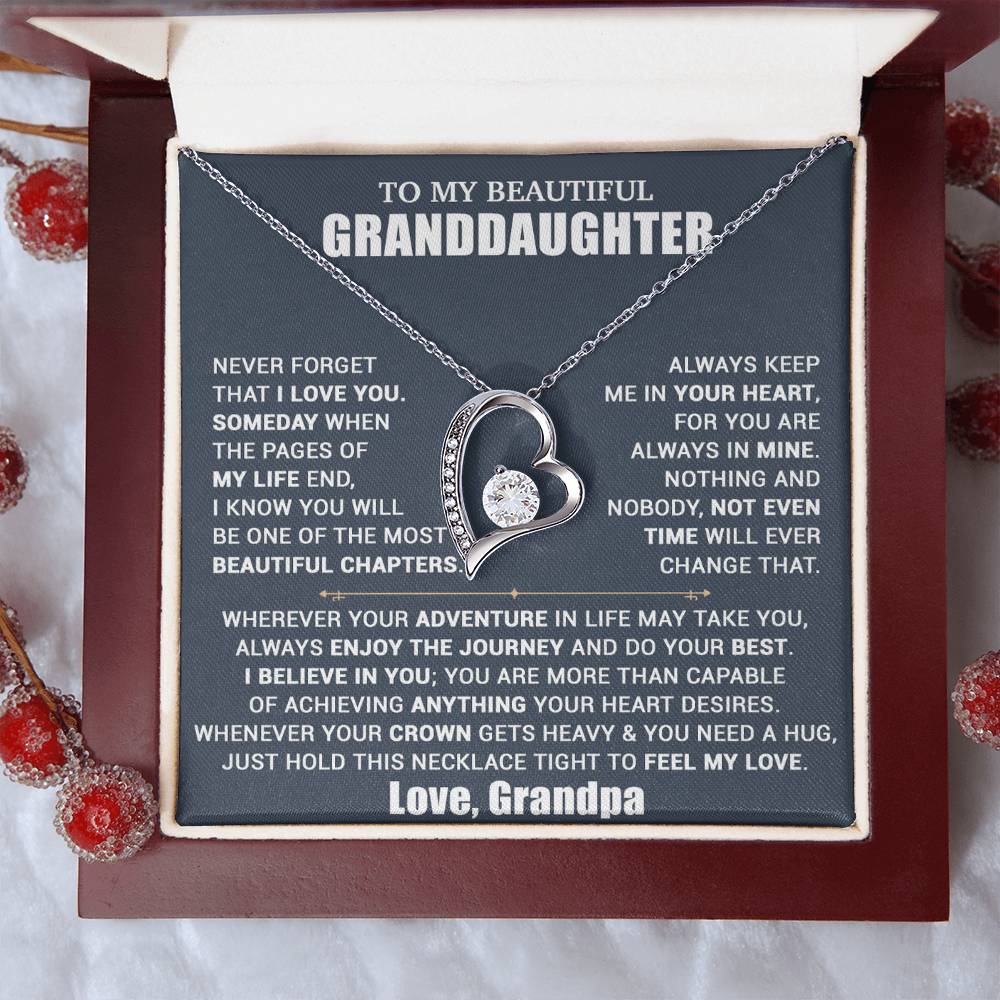 To My Granddaughter Necklace, Granddaughter Gift from Grandpa, Christmas Gift 10_10_Blue