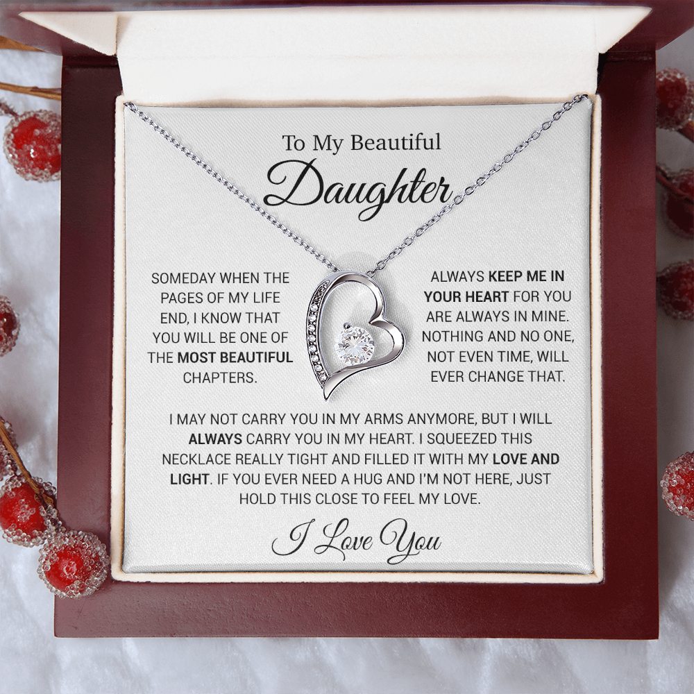 To My Daughter Necklace, Gift for Daughter from Dad, Daughter Father Necklace 14_12_White