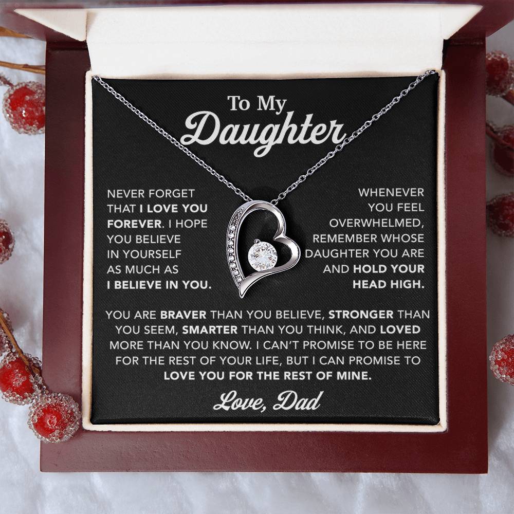 To My Daughter Necklace, Gift for Daughter from Dad, Father Daughter Necklace 26_10_Black