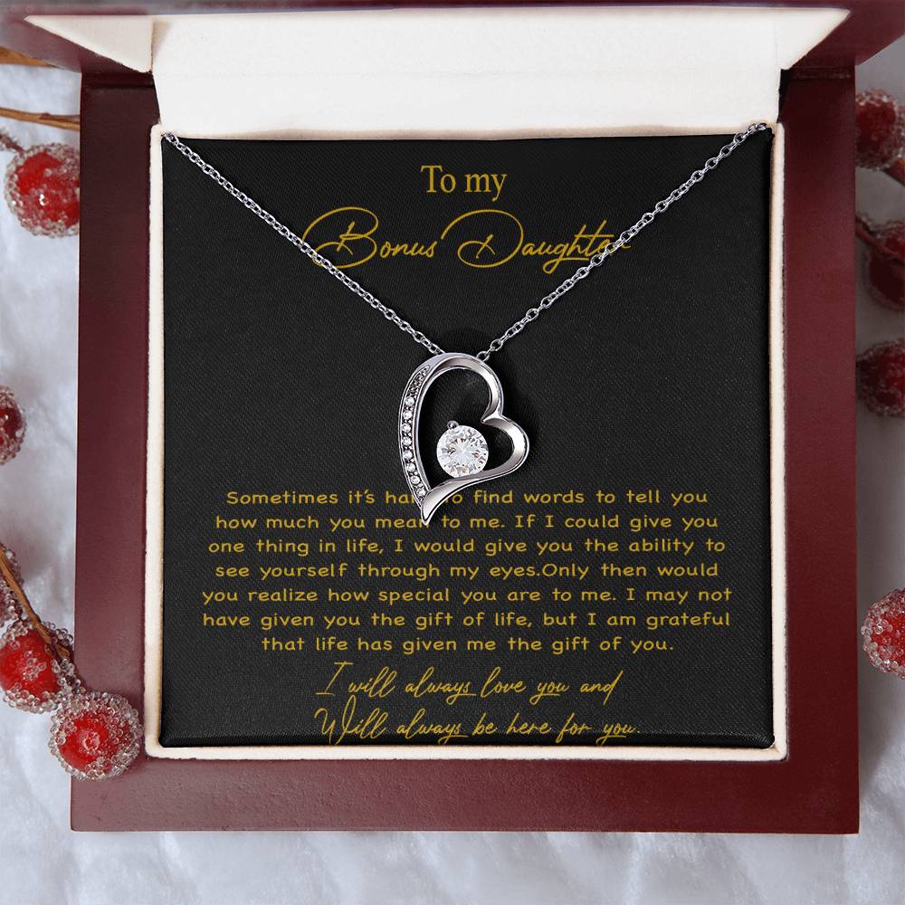 To my Bonus Daughter Necklace, Bonus Daughter, Step Daughter Gift 4-4_Gold