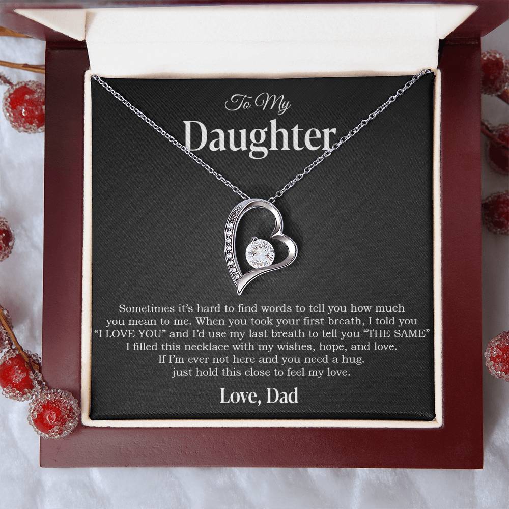 To My Daughter Necklace, Gift for Daughter from Dad, Father Daughter Necklace 14_4_Black