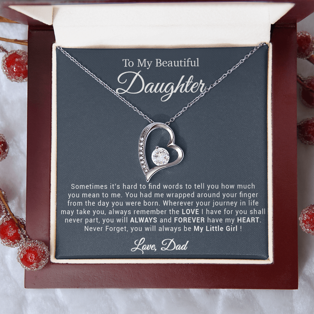 To My Daughter Necklace, Gift for Daughter from Dad, Father Daughter Necklace 20_4_Black