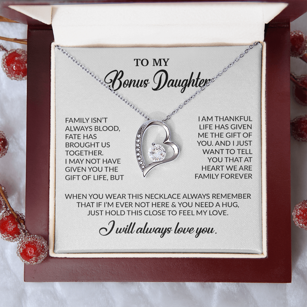 To My Bonus Daughter Necklace, Gift for Bonus Daughter, Step Daughter Birthday 2_10_White