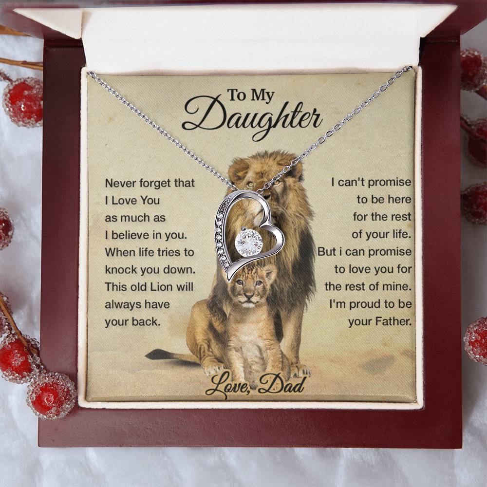 To My Daughter Necklace, Xmas Gift For Daughter From Dad, Daughter Father Lion