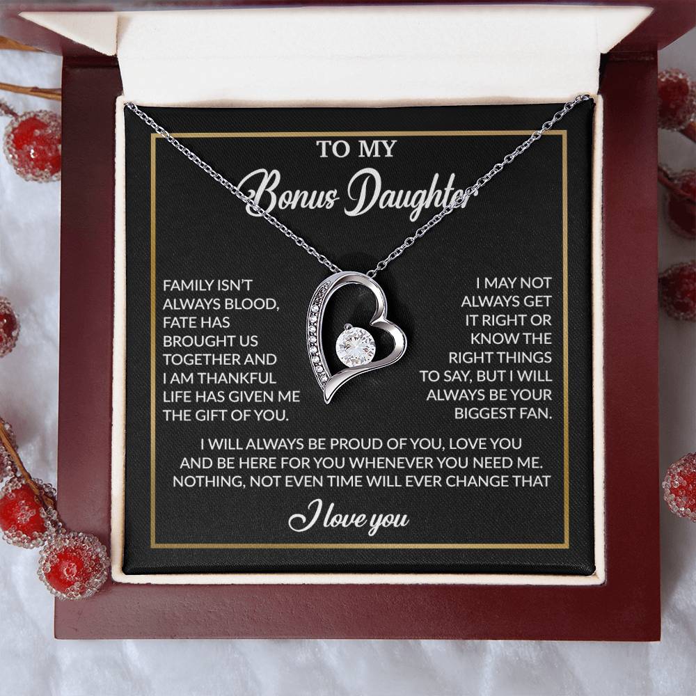 To My Bonus Daughter Necklace, Gift for Bonus Daughter, Step Daughter Birthday 18_4_Black