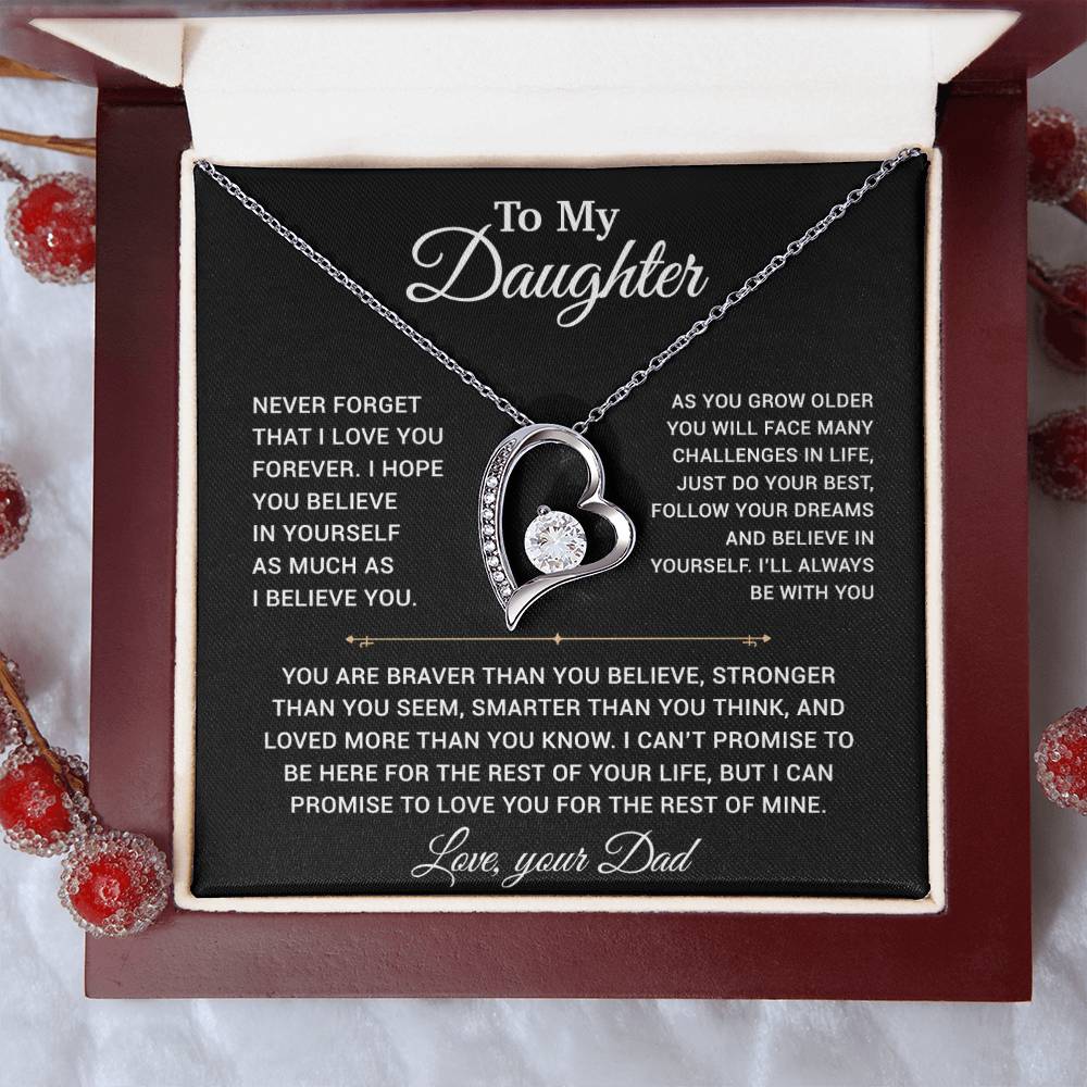 To My Daughter Necklace, Gift for Daughter from Dad, Father Daughter Necklace 15_2_Black