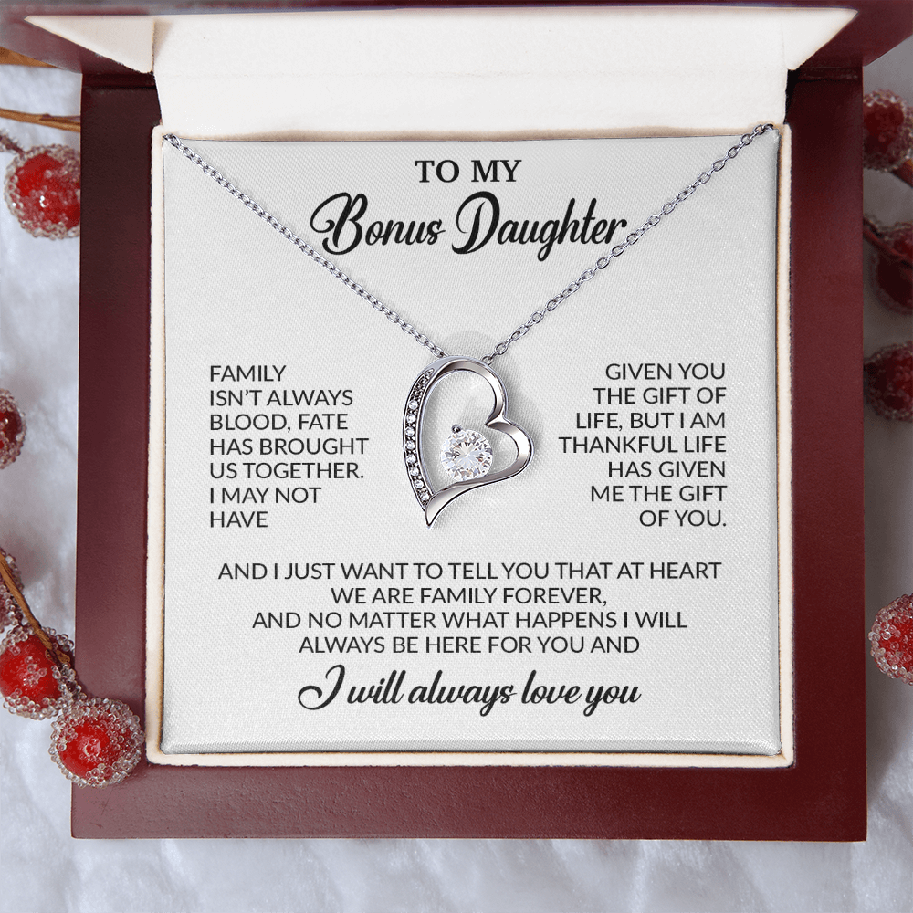 To My Bonus Daughter Necklace, Gift for Bonus Daughter, Step Daughter Birthday 26_11_White
