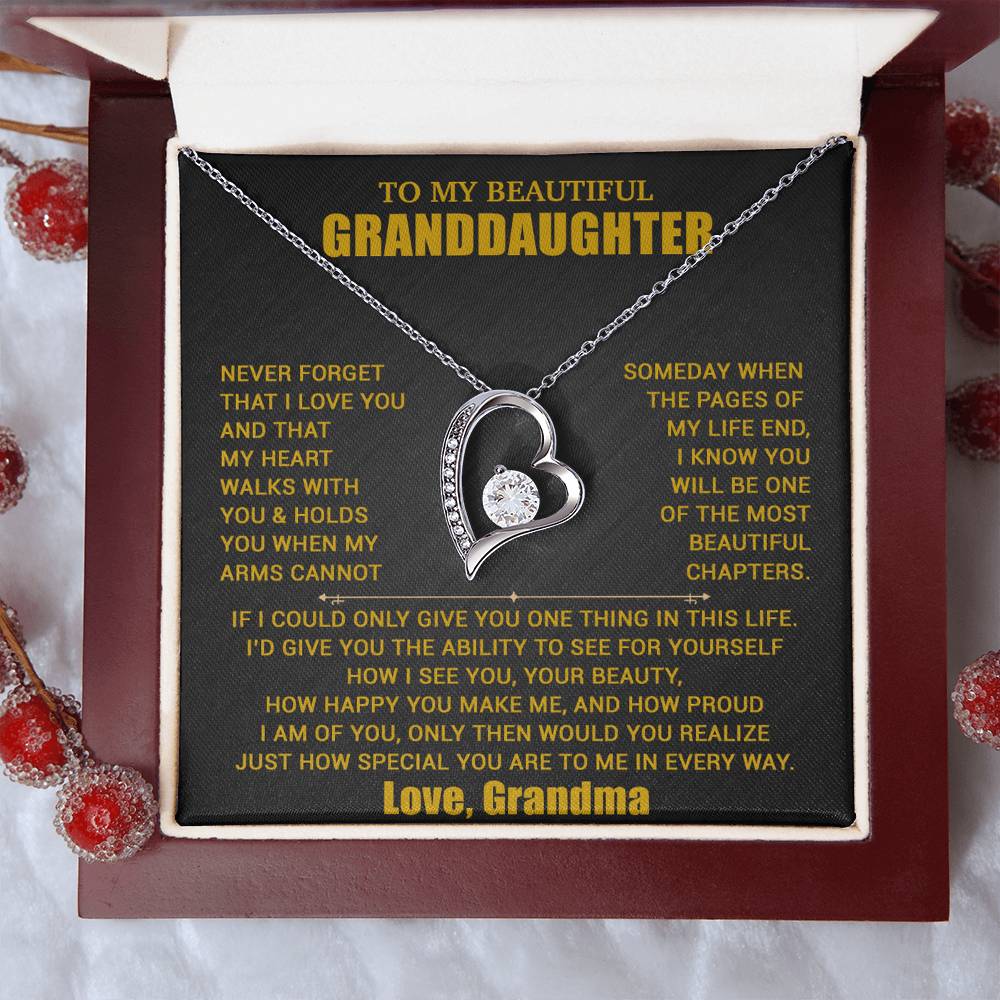 To My Granddaughter Necklace, Granddaughter Gift from Grandma, Christmas Gift 19_8_Gold