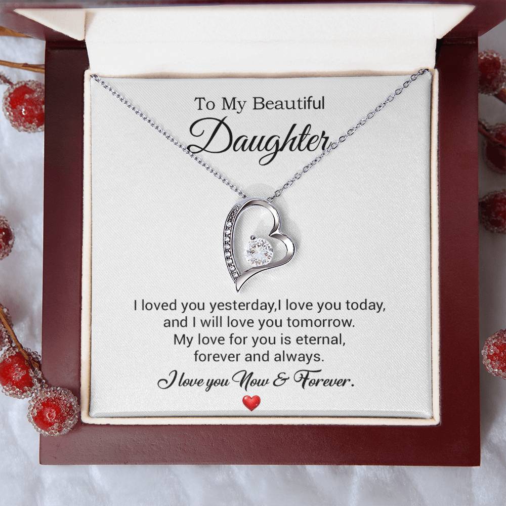 To My Daughter Necklace, Gift For Daughter From Dad, Daughter Father Necklace 30_7_White