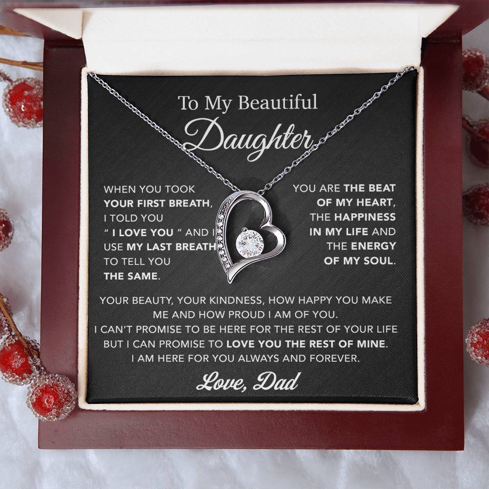 To My Daughter Necklace, Gift for Daughter from Dad, Father Daughter Necklace 10_4_Black