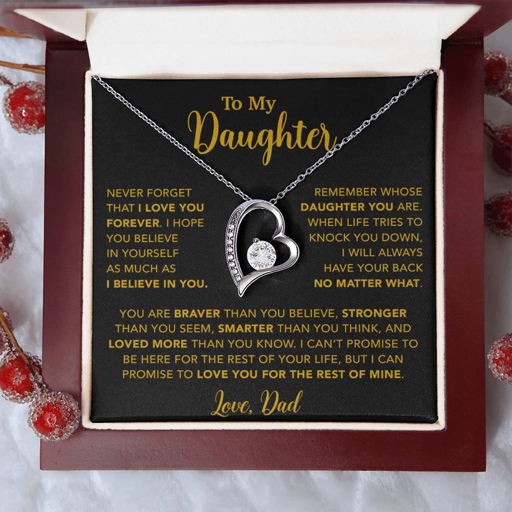 To My Daughter Necklace, Gift for Daughter from Dad, Father Daughter Necklace 7_4_Gold