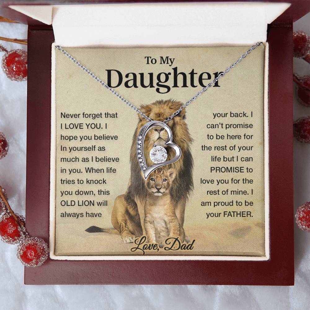 To My Daughter Necklace, Xmas Gift For Daughter From Dad, Daughter Father Lion