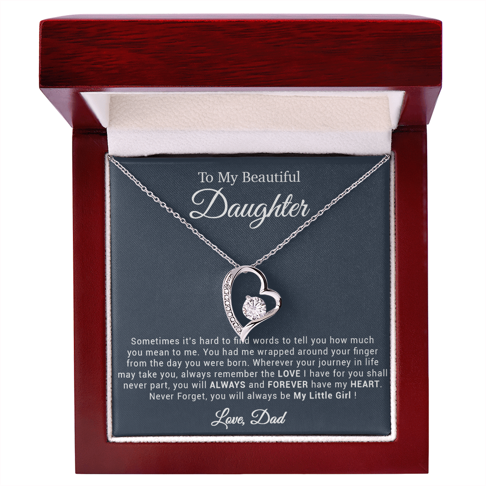 To My Daughter Necklace, Gift for Daughter from Dad, Father Daughter Necklace 20_4_Black