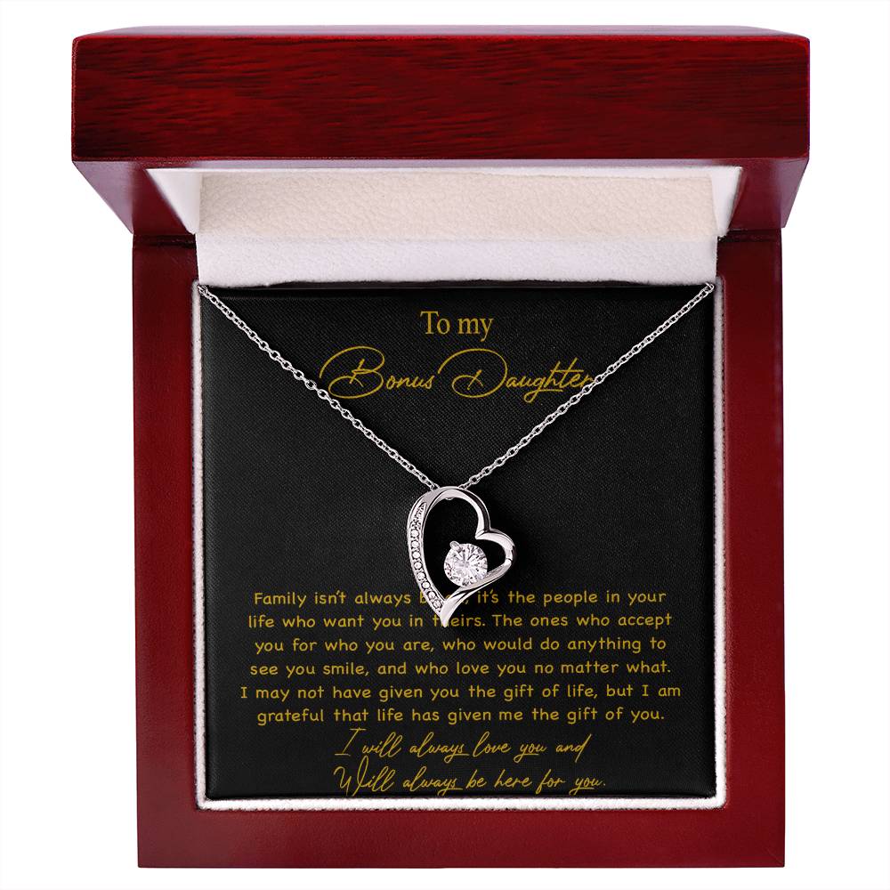 To my Bonus Daughter Necklace, Bonus Daughter, Step Daughter Gift 3-4_Gold
