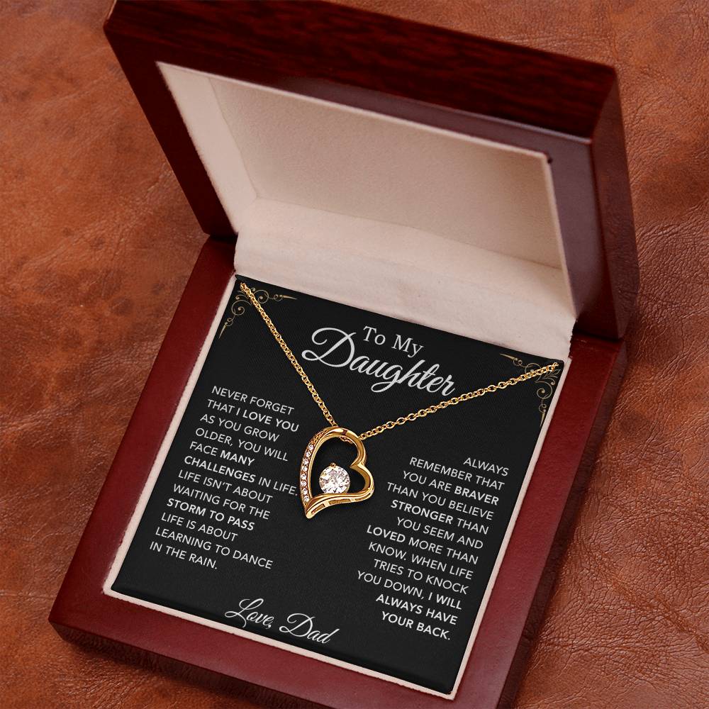 To My Daughter Necklace, Daughter Father Necklace, Daughter Gift From Dad_Black