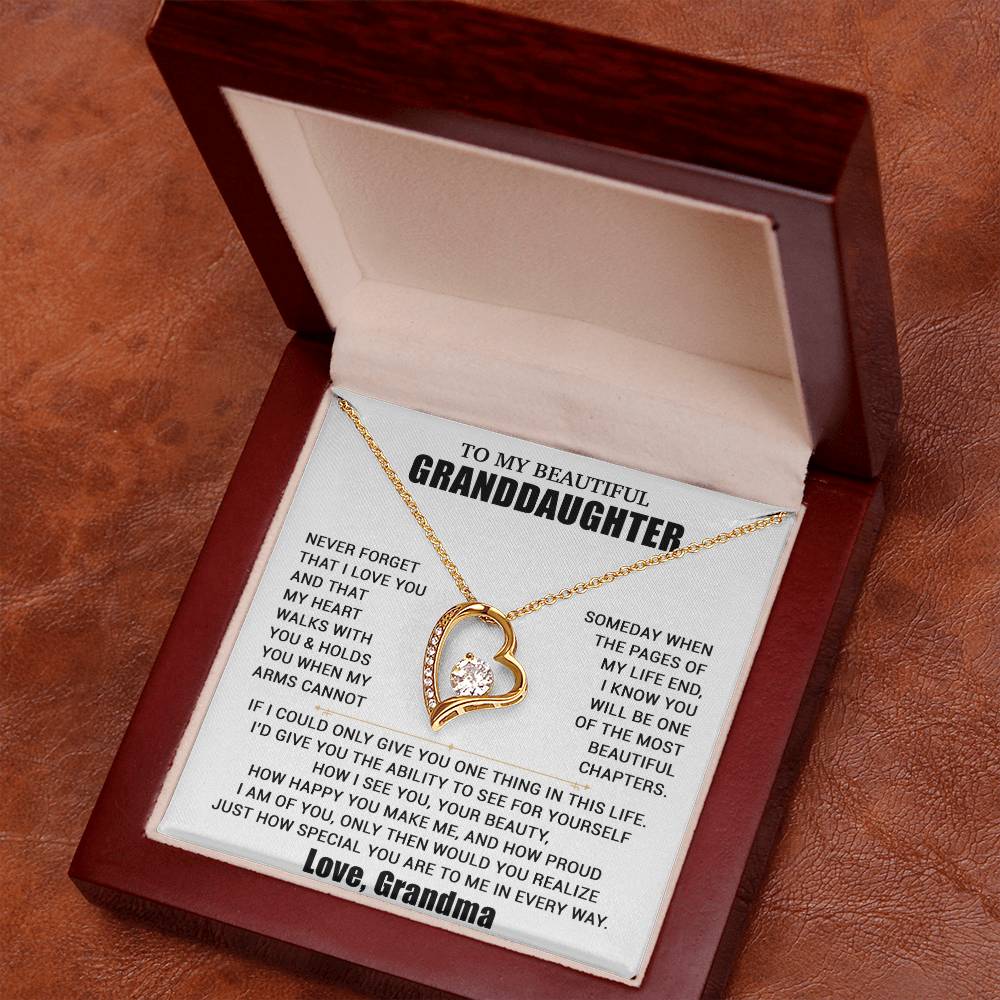 To My Granddaughter Necklace, Granddaughter Gift from Grandma, Christmas Gift 19_8_White