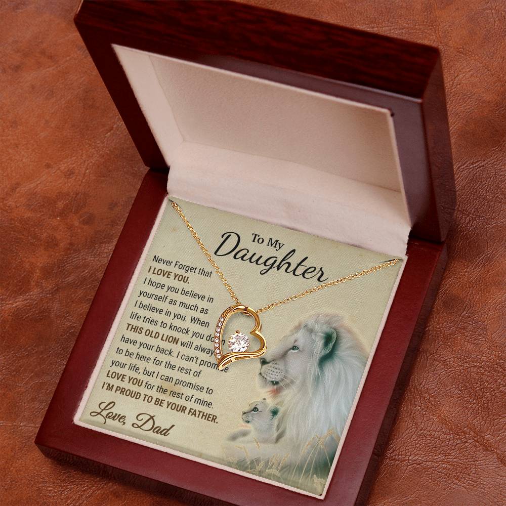 To My Daughter Necklace, Xmas Gift For Daughter From Dad, Daughter Father Lion