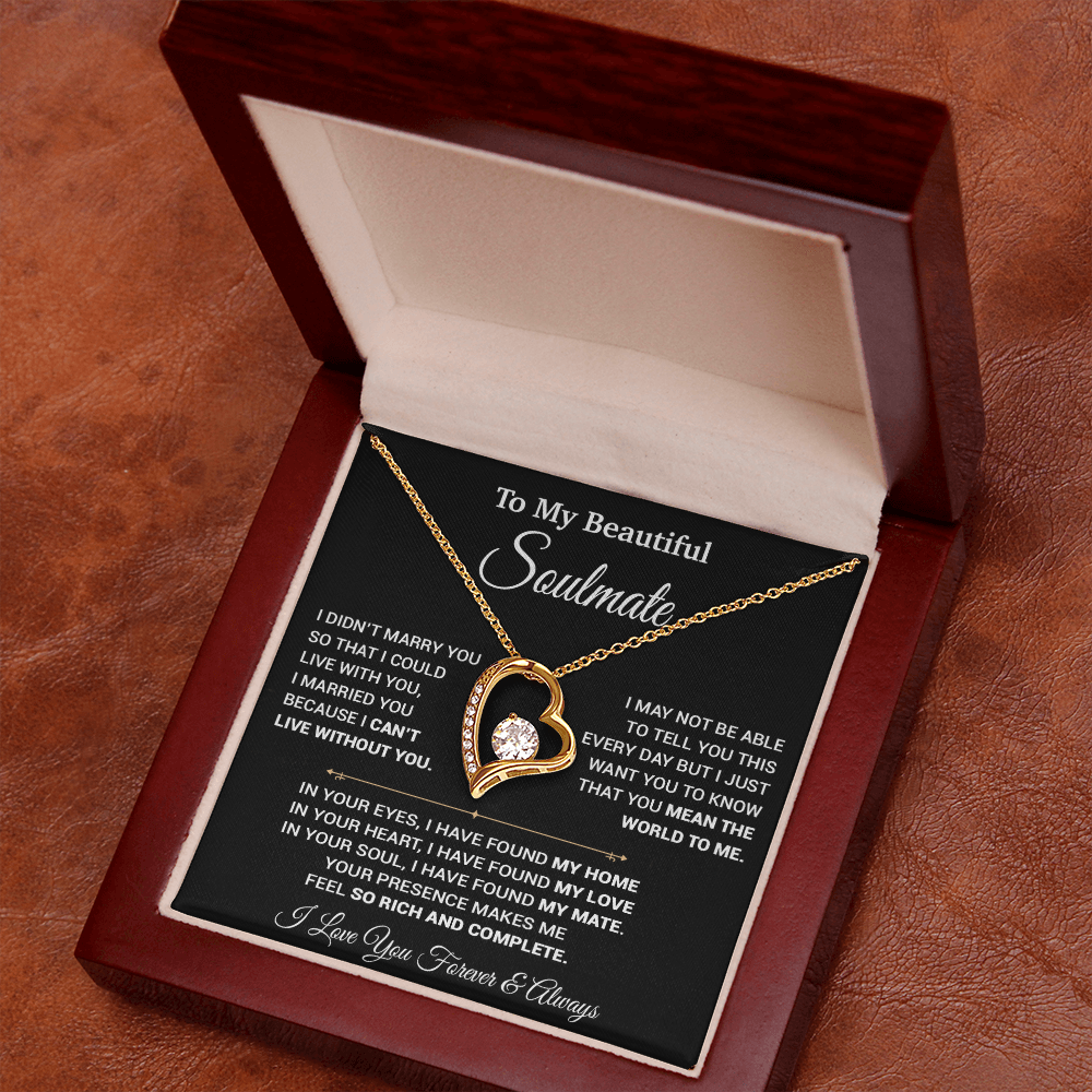 To My Soulmate Necklace, Gift For Wife,Soulmate Gift, Birthday Gift For Her_Black