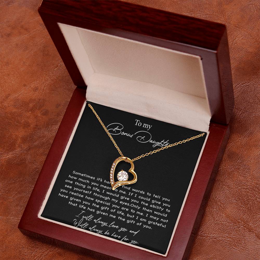 To my Bonus Daughter Necklace, Bonus Daughter, Step Daughter Gift 4-4_Black