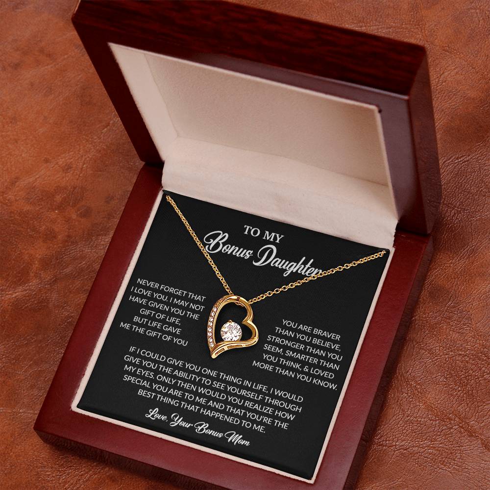To My Bonus Daughter Necklace, Gift for Bonus Daughter, Step Daughter Birthday 5_6_Black