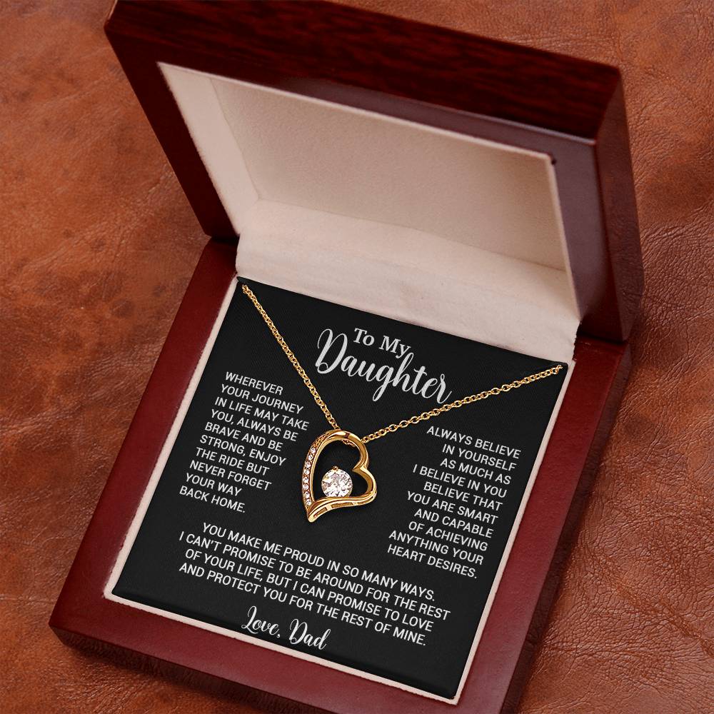To My Daughter Necklace, Gift for Daughter from Dad, Father Daughter Necklace 3_6_Black